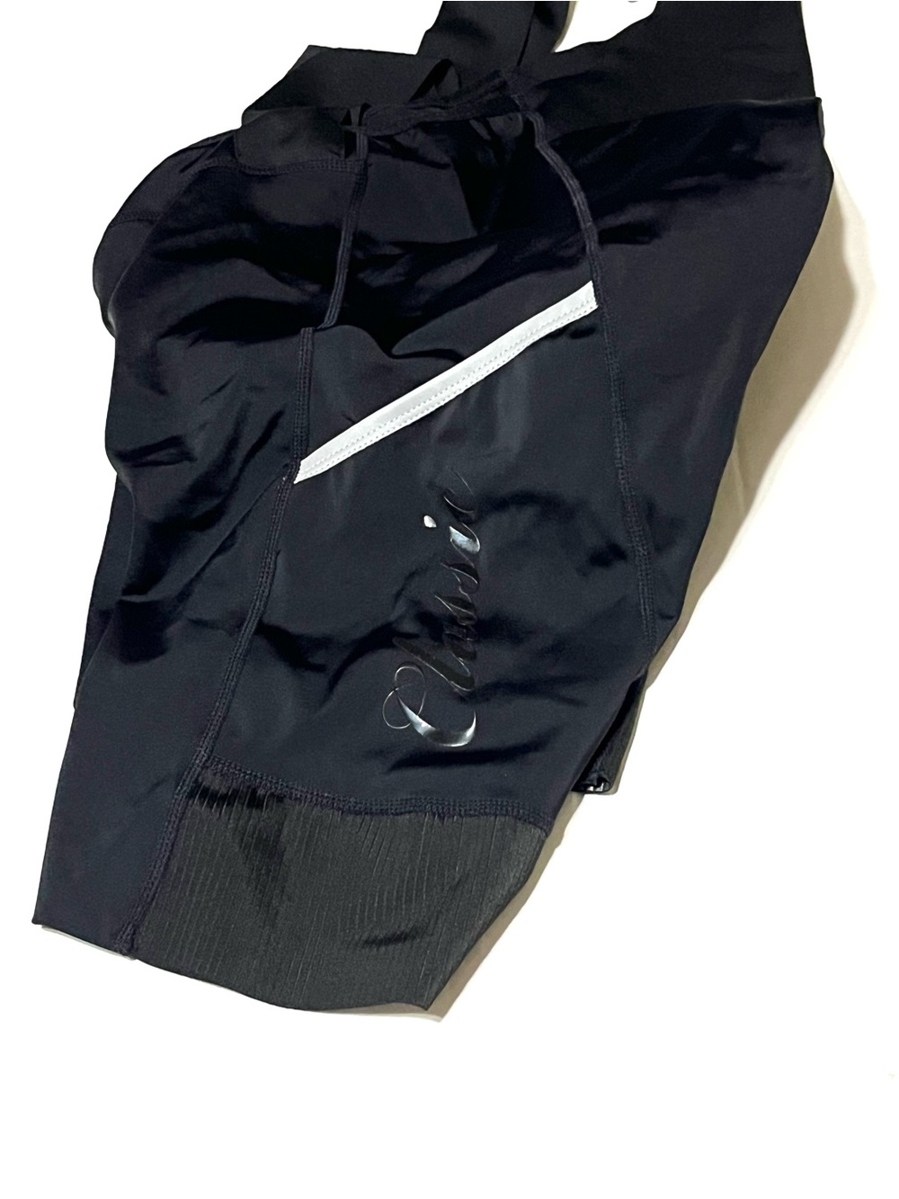 Classic Black Cycling Bib Shorts with White Logo Patch